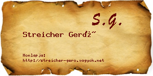 Streicher Gerő névjegykártya